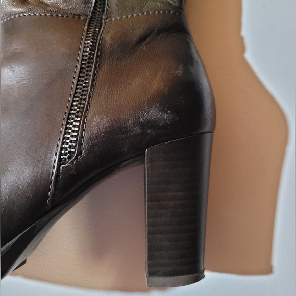 3 inch heel brown leather knee-high boots - Picture 7 of 15
